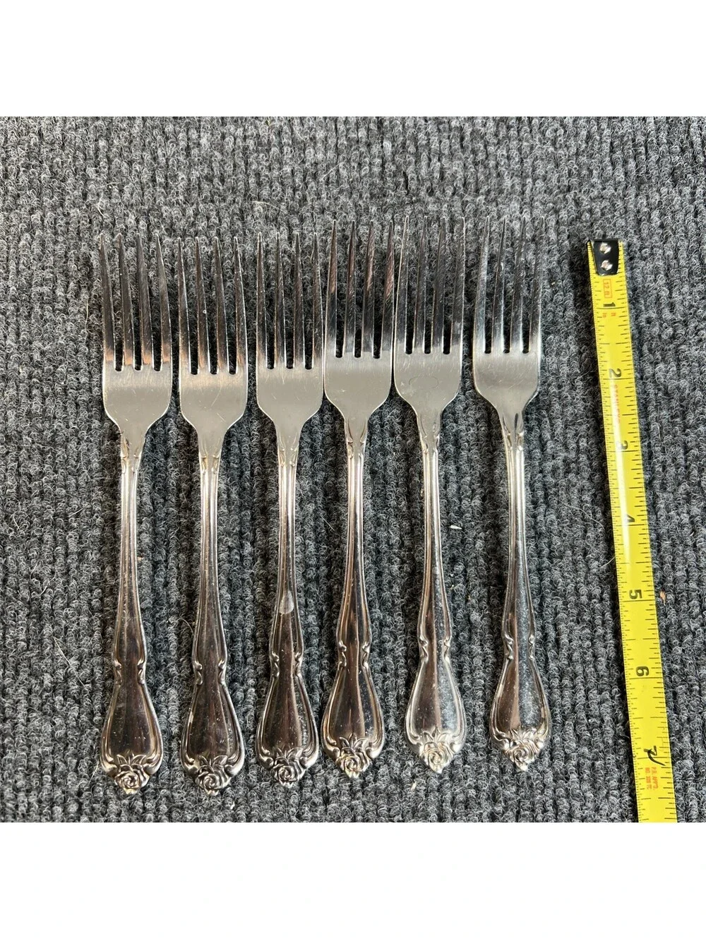 Oneida Stainless Flatware Celebrity Floral Rose 6 PCs 6.5 Inch Salad Forks